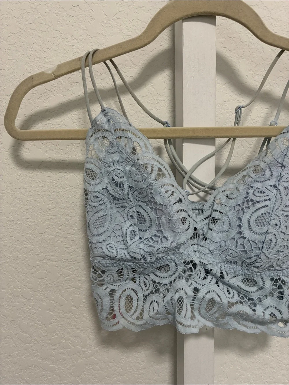 Pink Victoria’s Secret Light Blue Lace Crochet Bralette